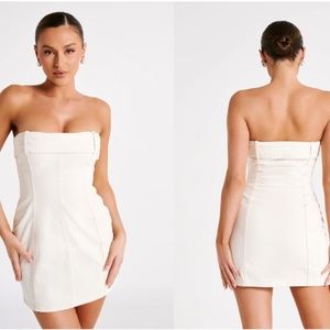 NWT MESHKI TEDDI Denim Mini Dress - Ecru